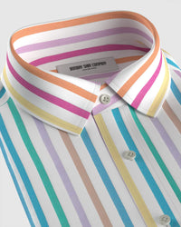 Japanese Stretch Dobby Striped Shirt - Multicoloured