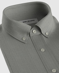 Stretch Brushed Checked Shirt - Grey