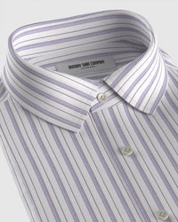 Easy-Care Stretch Cotton Striped Shirt - Purple & White