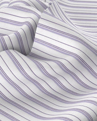 Easy-Care Stretch Cotton Striped Shirt - Purple & White