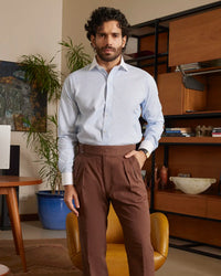 Giza Cotton Light Blue Dobby Banker Shirt