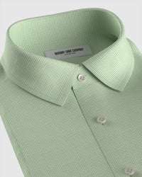 Giza Cotton Dobby Houndstooth Shirt - Green