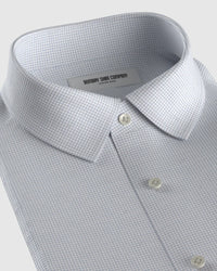 Cotton-Silk Micro-Checked Shirt - Blue