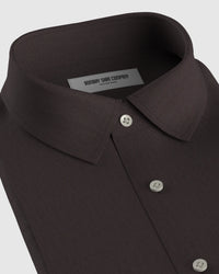 Easy-Care Cotton Dobby Shirt - Brown