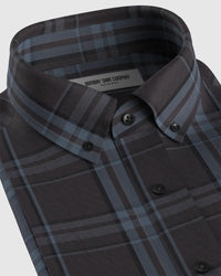 Cotton Poplin Checked Shirt - Brown