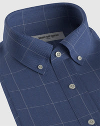 Luthai Easy-Care Stretch Checks - Blue