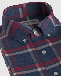 Japanese Flannel Checked Shirt - Navy & Red