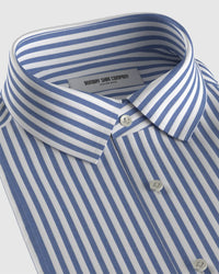 Cotton Poplin Striped Shirt - Blue & White