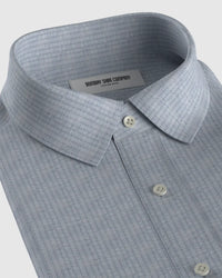Easy-Care Herringbone Striped Shirt - Grey