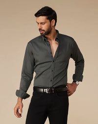 Olive Washed Dobby Denim Shirt