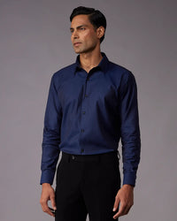 Manhattan Navy Herringbone Shirt