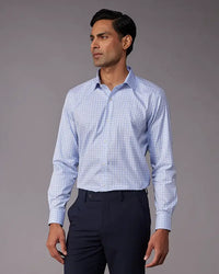 Manhattan Mid Blue & White Checked Shirt