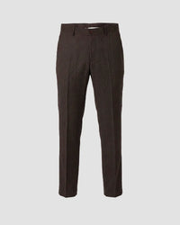 Solvero Glen Plaid Wool Dress Pants - Brown