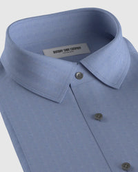 Giza Cotton Herringbone Shirt - Dark Blue