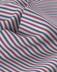 Easy-Care Cotton Striped Shirt - Red & Navy