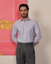 Giza Cotton Grey Checked Shirt