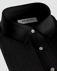 Giza Cotton Herringbone Shirt - Black