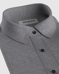 Easy-Care Cotton Dobby Knit Shirt - Grey