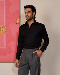 Black Textured Dobby Shirt