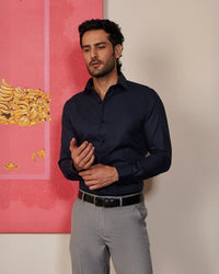 Navy Textured Dobby Shirt