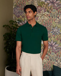Signature Classic Button Polo - Forest Green