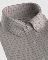 Japanese Cotton Checked Shirt - Grey & Red