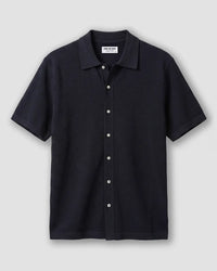 Navy Cotton Dobby Flat Knit Shirt