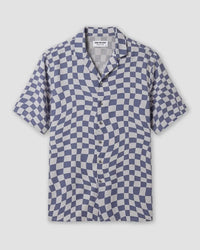 Blue & White Half-Sleeve Wavy Checked Shirt