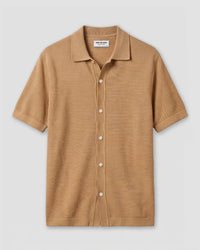 Khaki Cotton Dobby Flat Knit Shirt