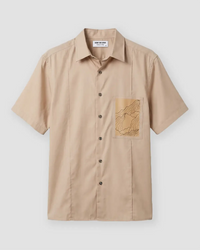 Beige Half-Sleeve Modal Twill Shirt