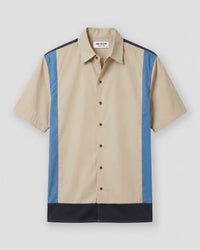 Beige Half-Sleeve Cut & Sew Shirt