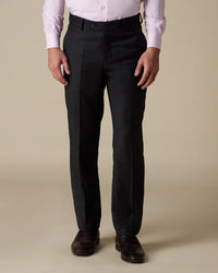 Loxley Merino Wool Striped Twill Dress Pants - Dark Grey