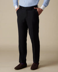 Winslow Merino Wool Herringbone Dress Pants - Black