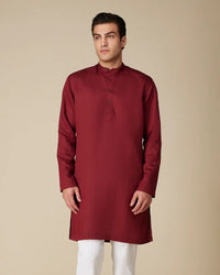 Burgundy Modal Linen Bandhgala Kurta