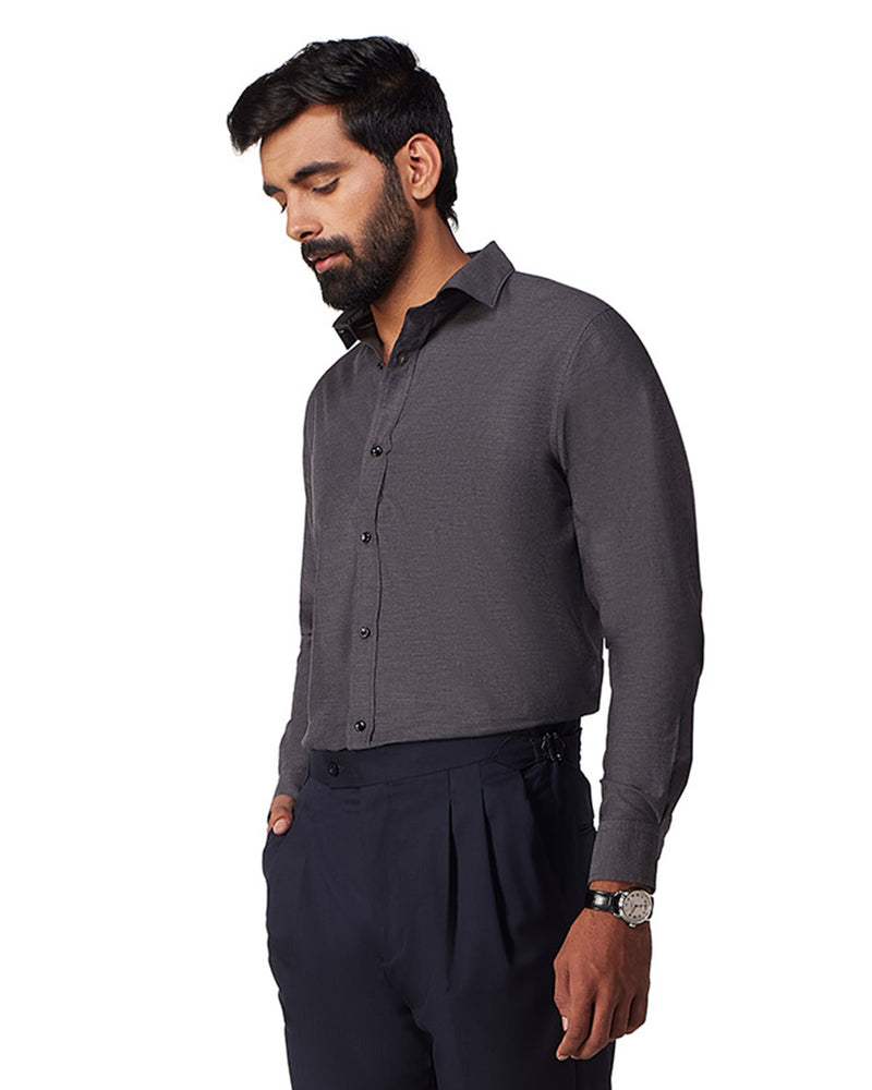 Grey Melange Oxford Shirt