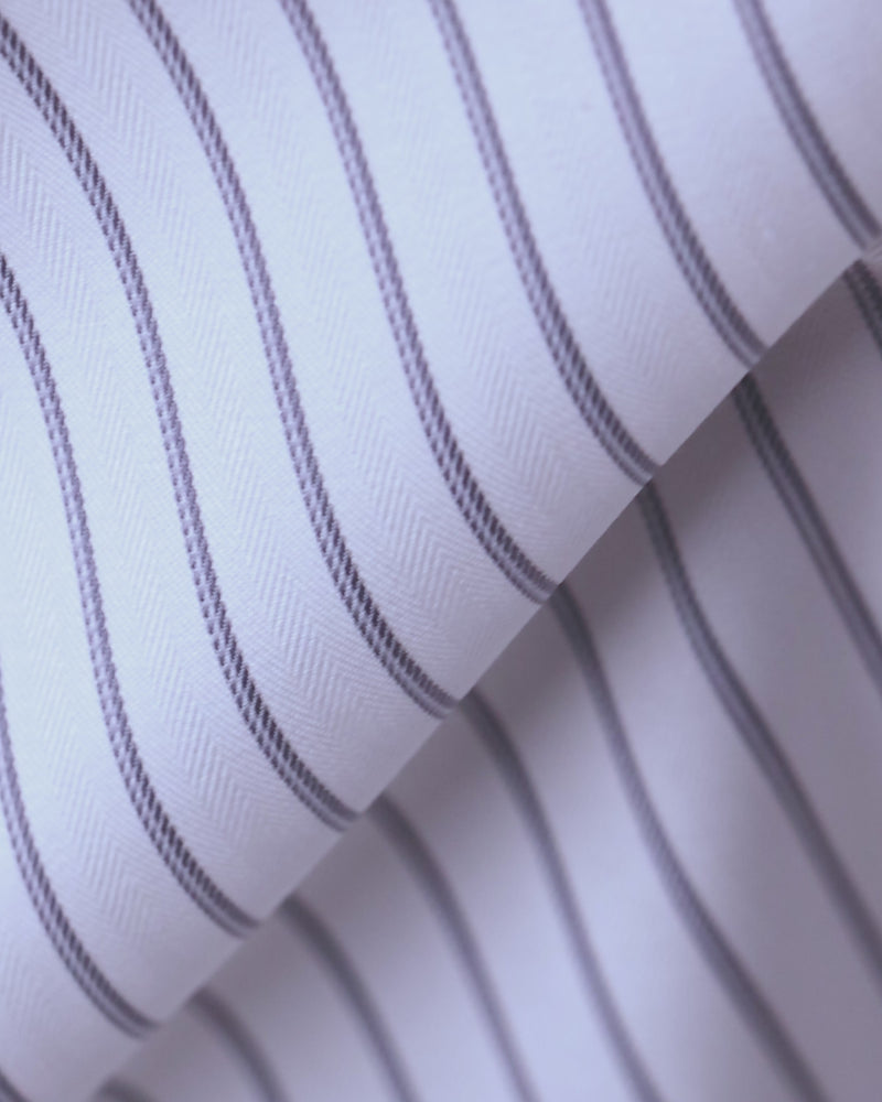 Calibra Herringbone Striped Shirt - Grey & White