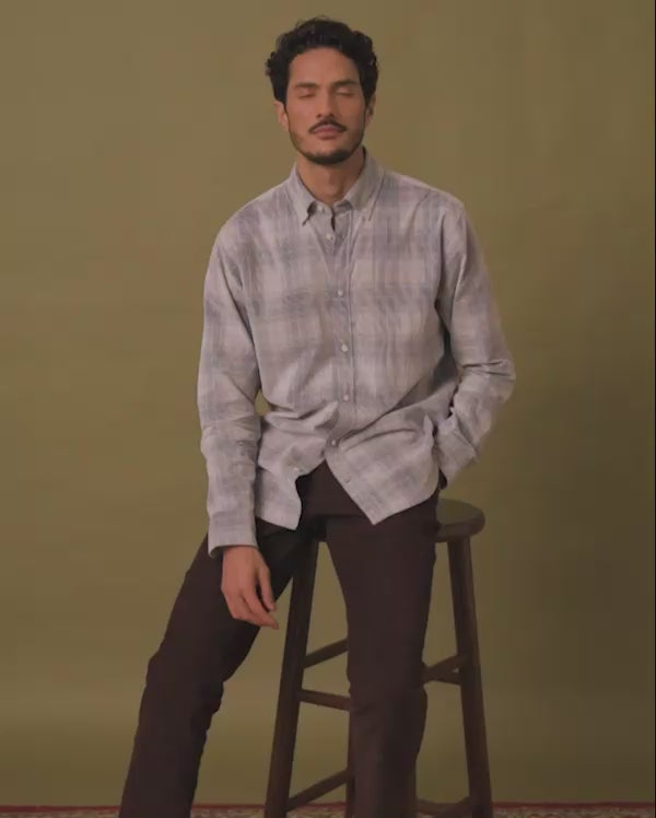 Pine Navy & Grey Corduroy Checked Shirt