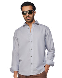 Bluish Grey Cotton Linen Shirt