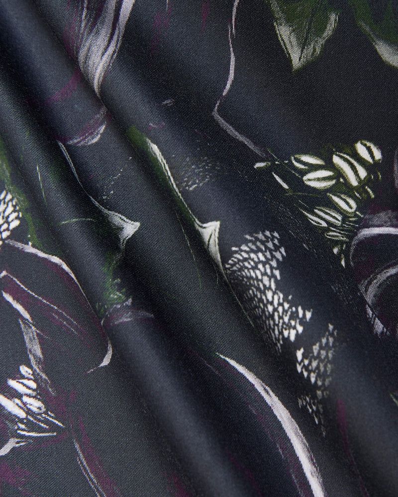 Purple & White Floral Printed Shirt
