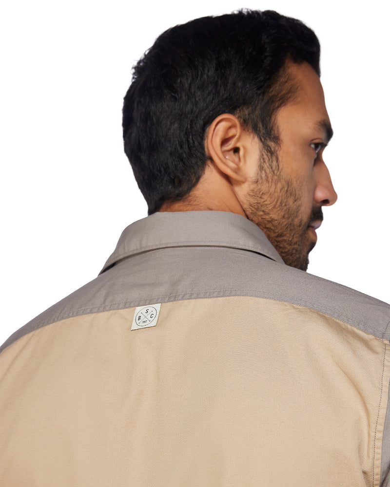Beige Cut & Sew Twill Shirt