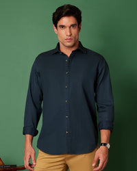 Teal Distressed Cotton Twill Shirt