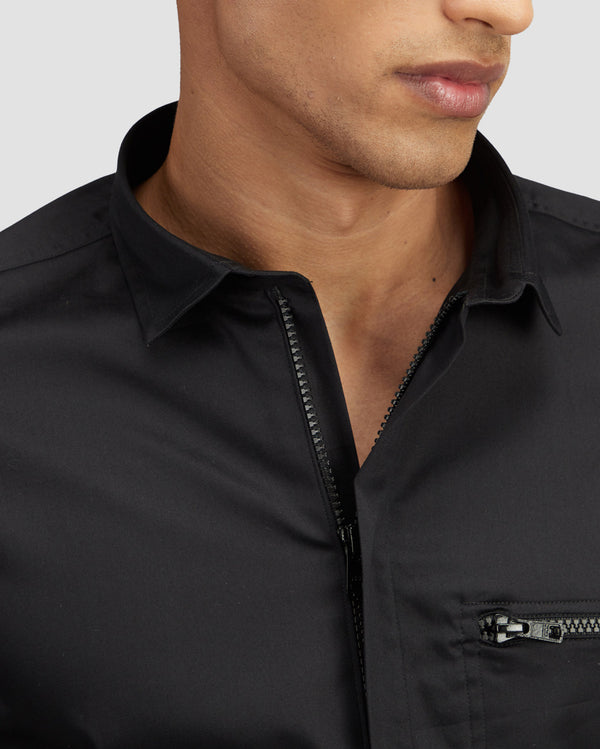 Onyx Black Zipper Shirt