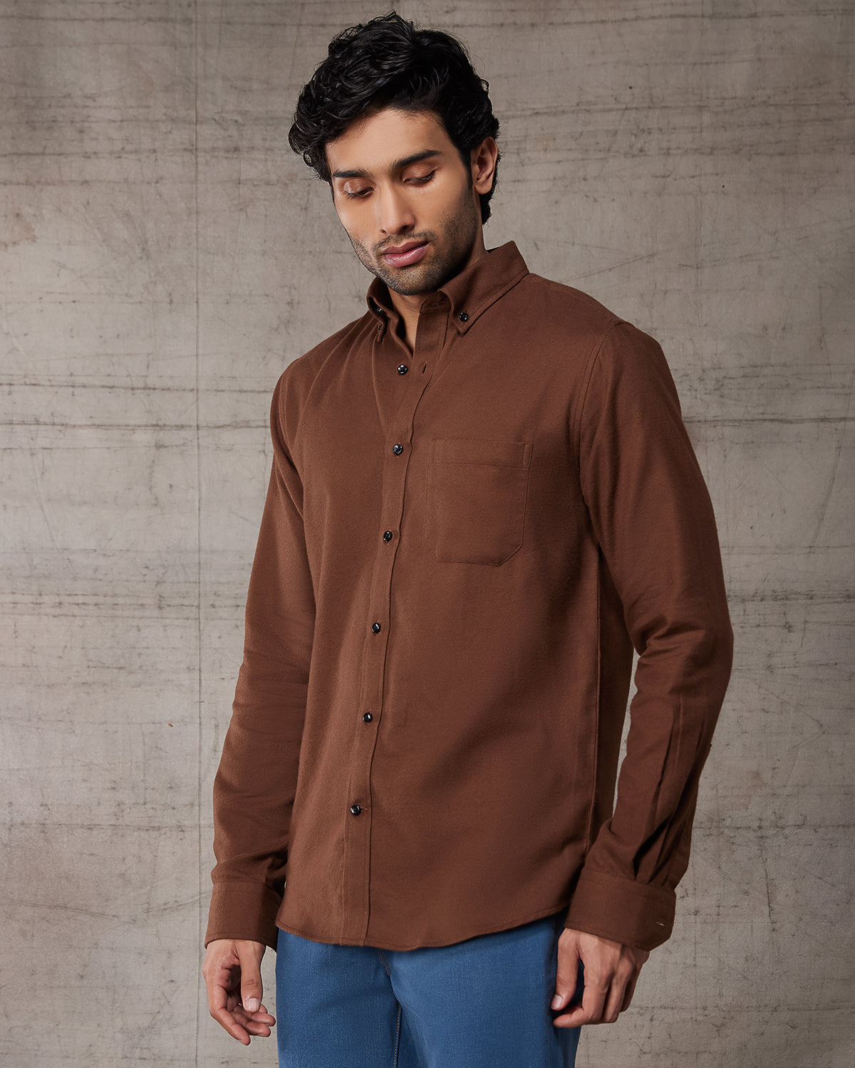 Japanese Rust Brushed Twill Shirt