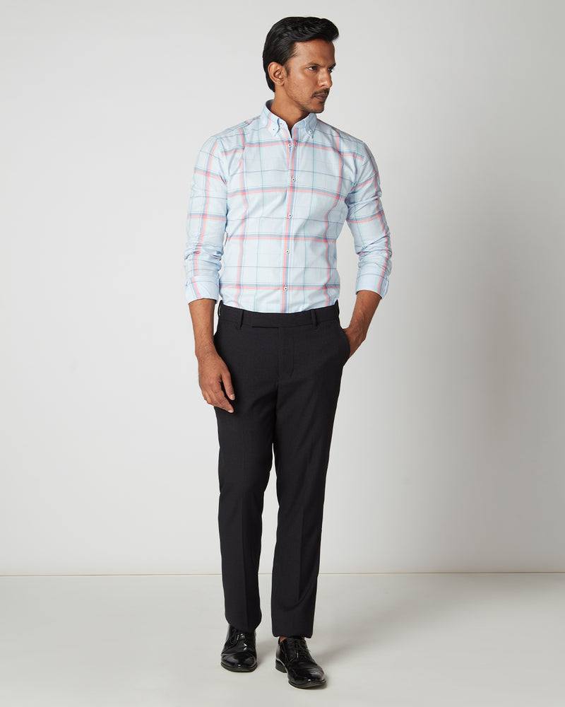 cityof_ - Chequered Dress Pants - Black