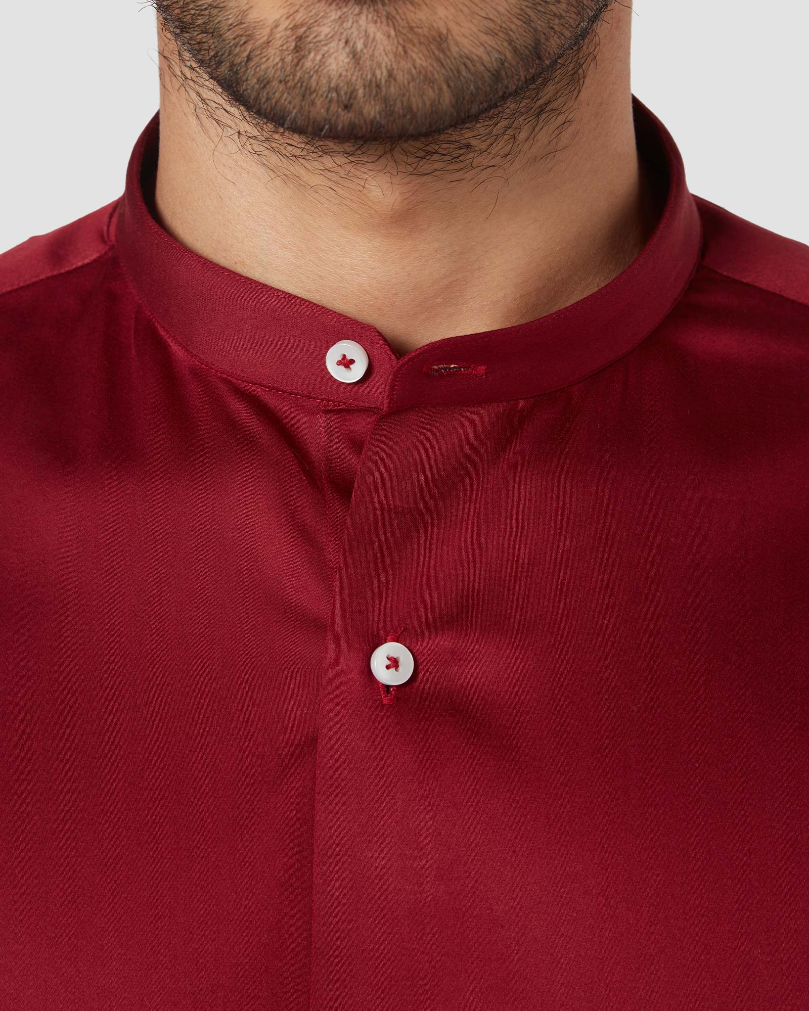 Anthurium Red Wine Stretch Satin Shirt