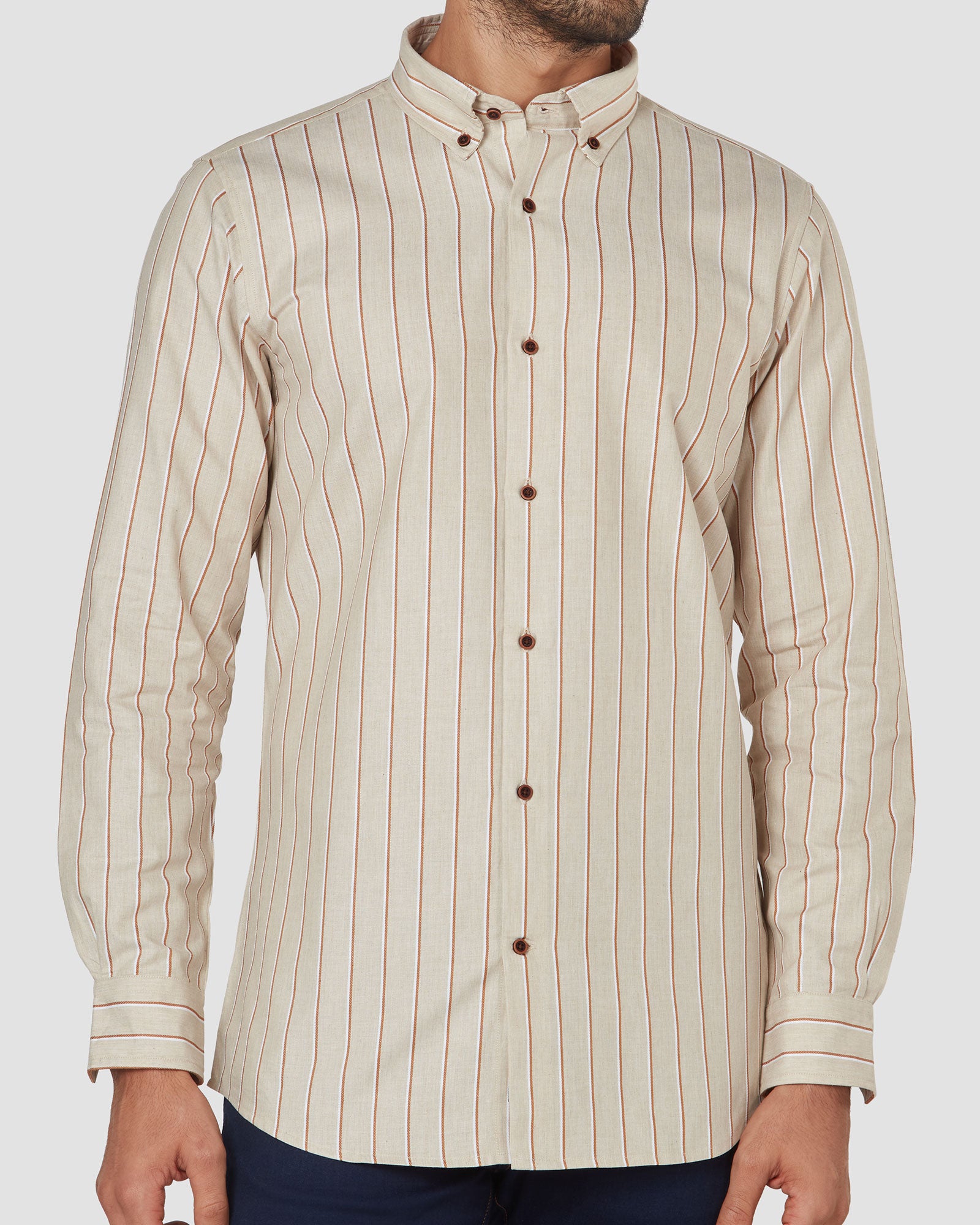 Bombay Shirt Company - Latte Time Stripes