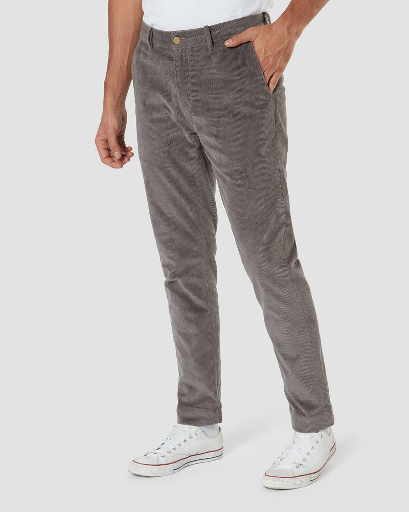 Buy Indian Terrain Men Grey Brooklyn Slim Fit Solid Corduroy Trousers   Trousers for Men 2256055  Myntra
