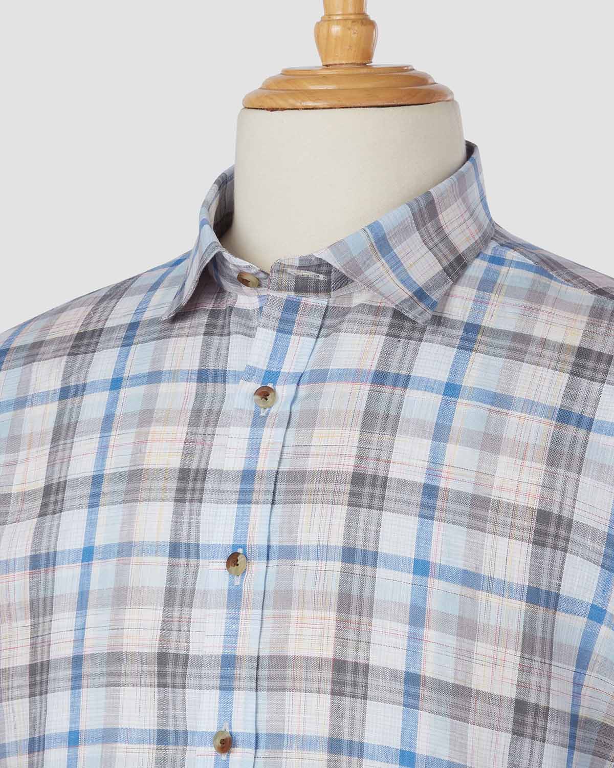 Bombay Shirt Company - Somelos Mist Mosaic Checked Shirt