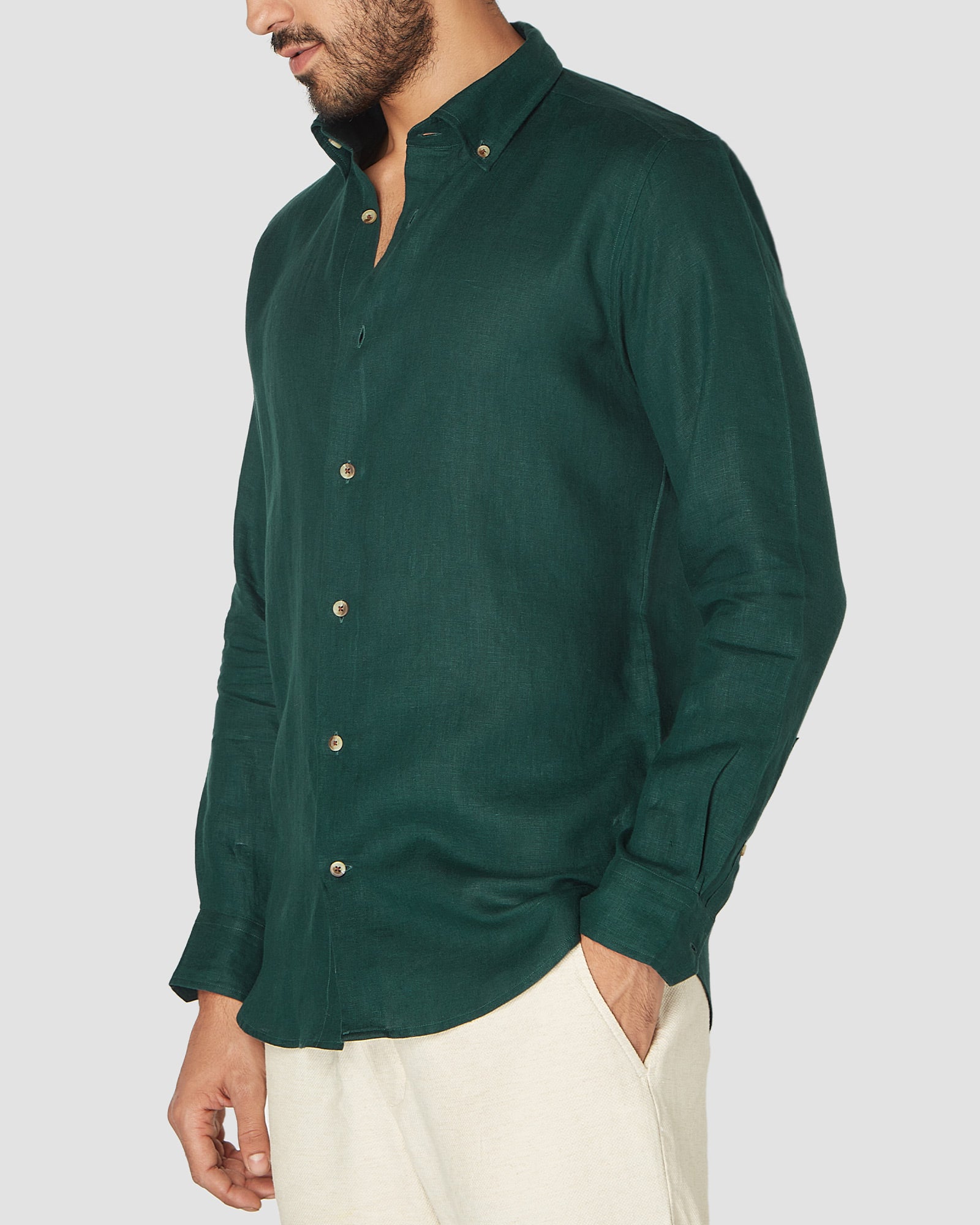 Bombay Shirt Company - Emerald Night Linen Shirt