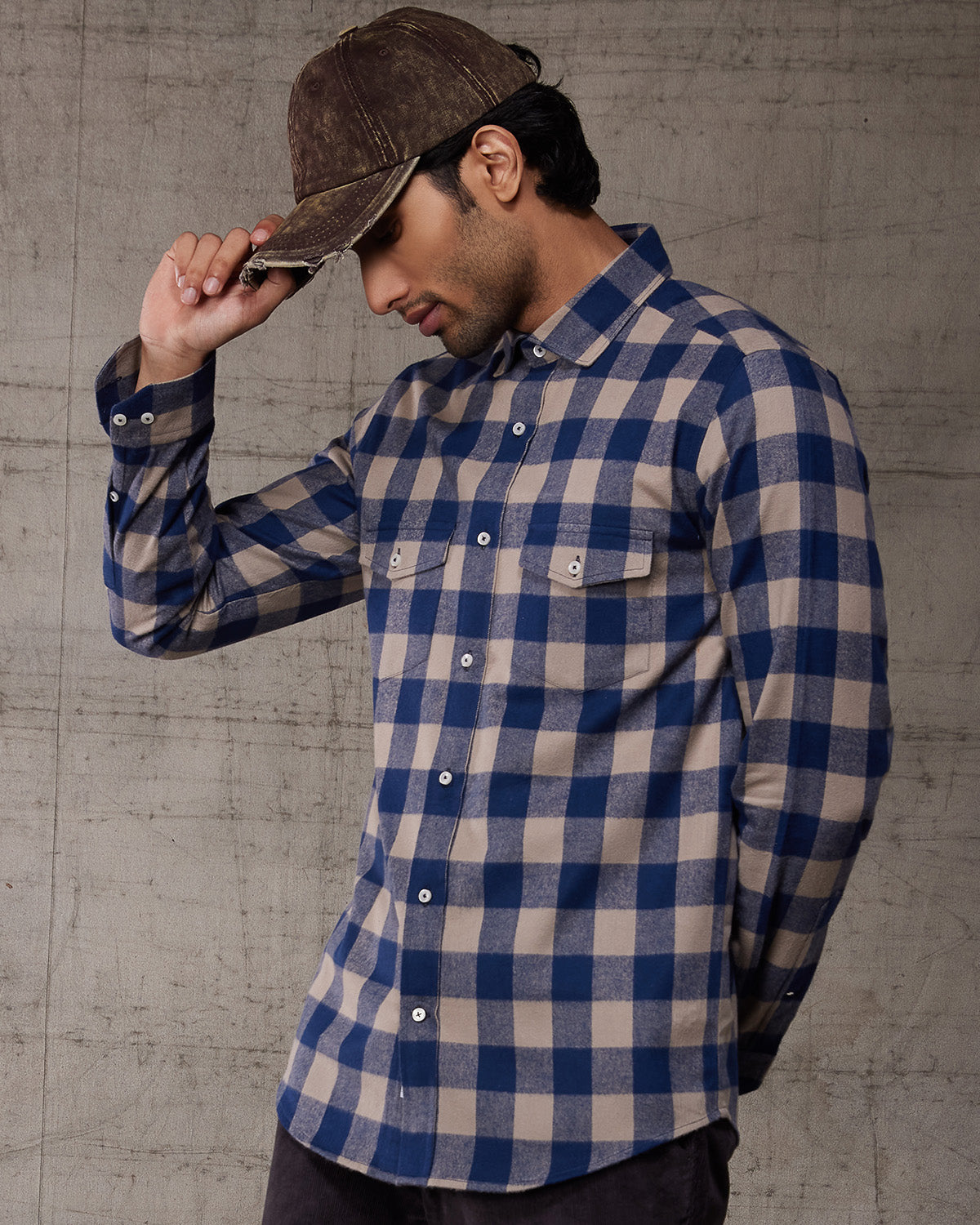 slate mist brushed checks